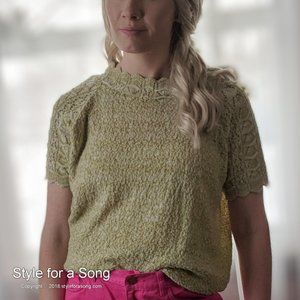 Vintage Haband Pastel Green Short Sleeve Sweater M